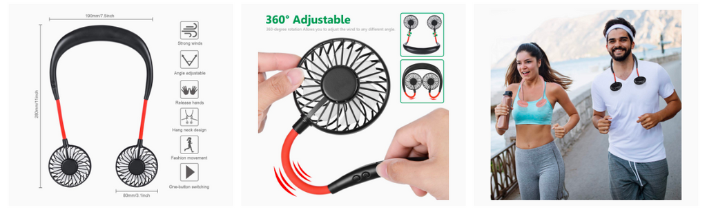 Portable Hands Free Rechargeable Neck Fan