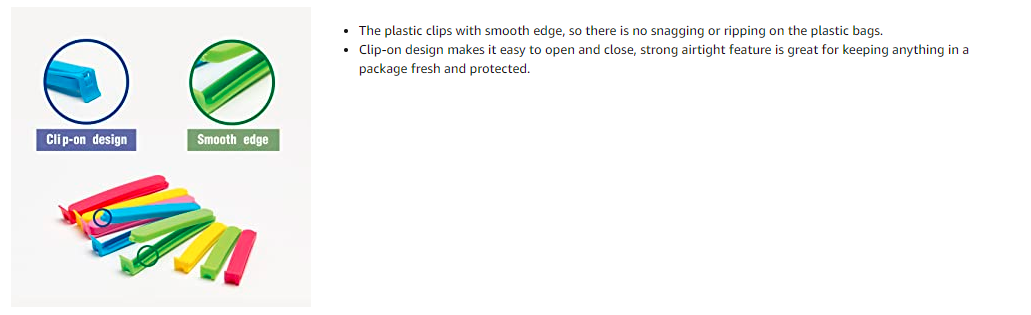 Plastic Sealing Clips for Food and Snack Bag (38 pcs)