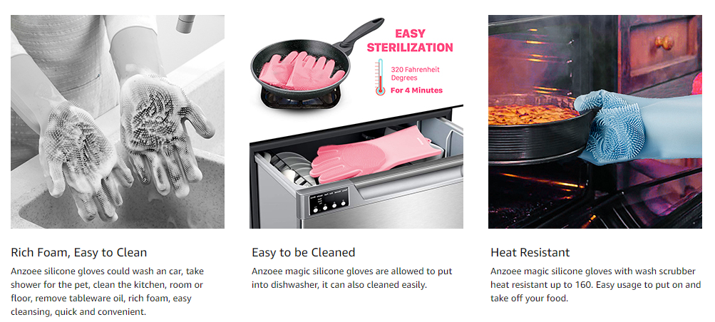Reusable Silicon Dishwashing Gloves