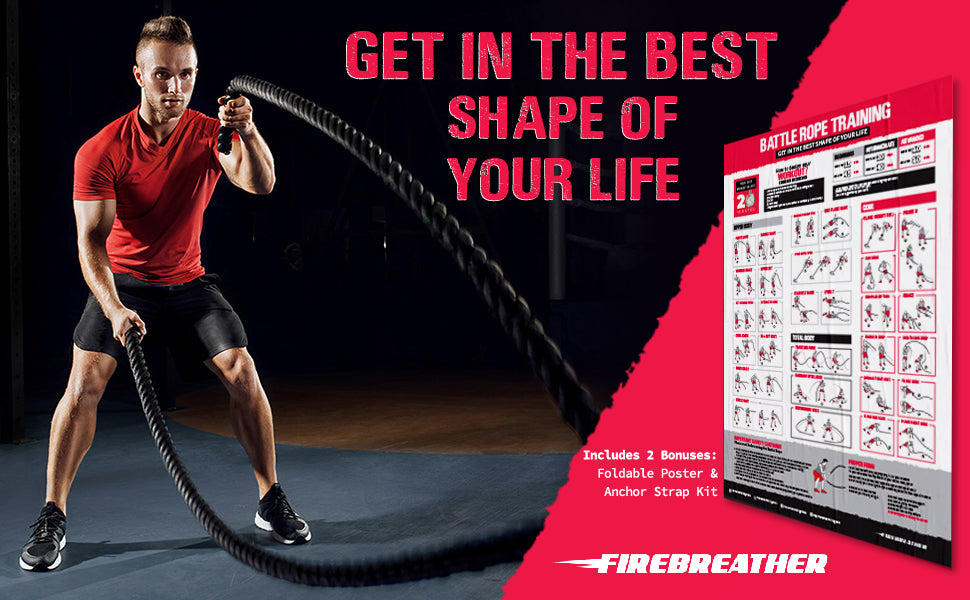 Battle Ropes with Foldable Poster and Anchor Kit