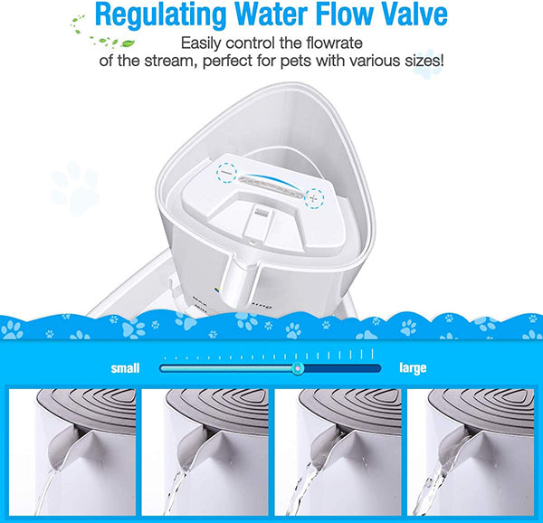 LED Pet Water Fountain with Adjustable Water Flow and Activated Carbon Filter