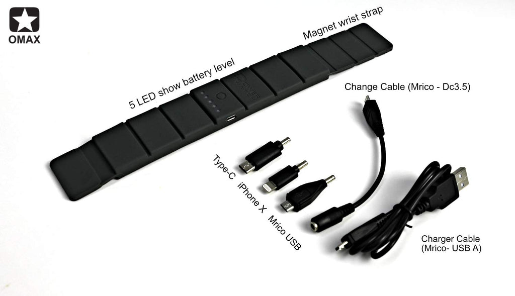 OMAX Wrist Wrapped Power Bank Battery Charger