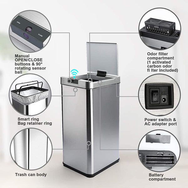 Secura 13 Gallon Automatic Trash Can