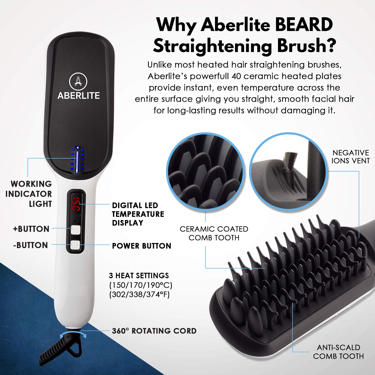 Aberlite MAX - Beard Straightener for Men