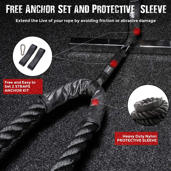 Battle Ropes with Foldable Poster and Anchor Kit