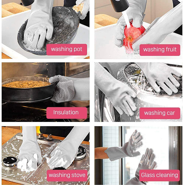 Reusable Silicon Dishwashing Gloves