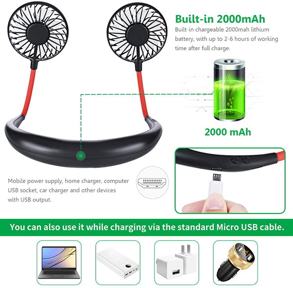 Portable Hands Free Rechargeable Neck Fan