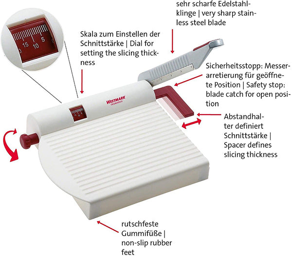 Food Slicer with Board and Adjustable Thickness Dial