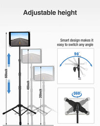 65.3 Inch Height Adjustable Floor Tablet Tripod Stand