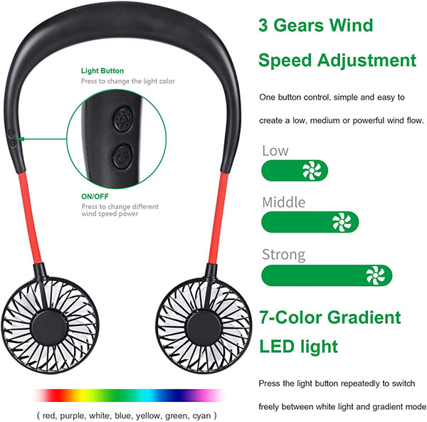 Portable Hands Free Rechargeable Neck Fan