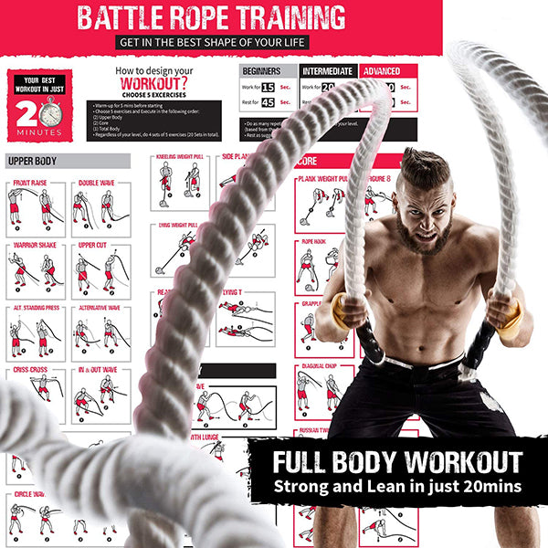 Battle Ropes with Foldable Poster and Anchor Kit