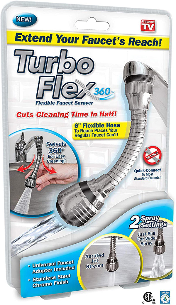 Turbo Flex 360 Instant Hands Free Faucet Swivel Spray