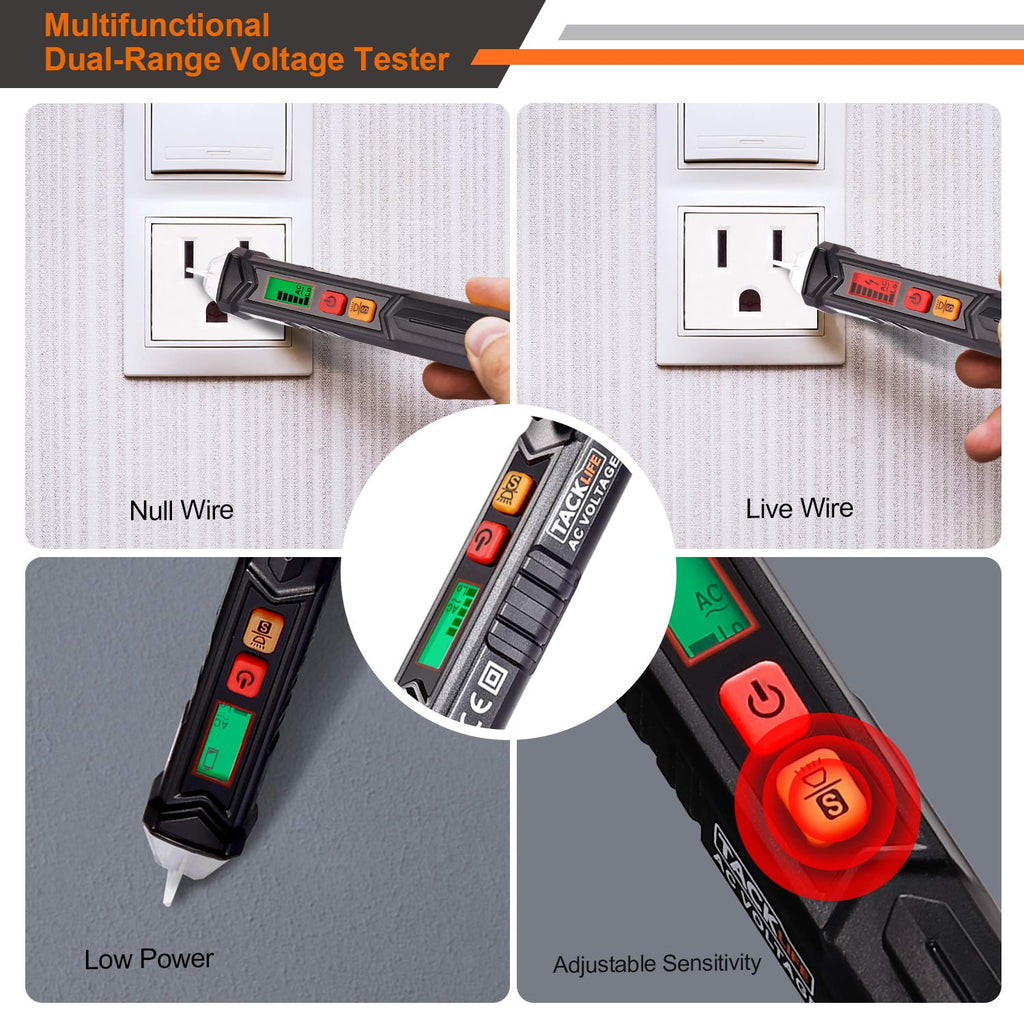 Tacklife VT02 Non-Contact Voltage Tester with Adjustable Sensitivity