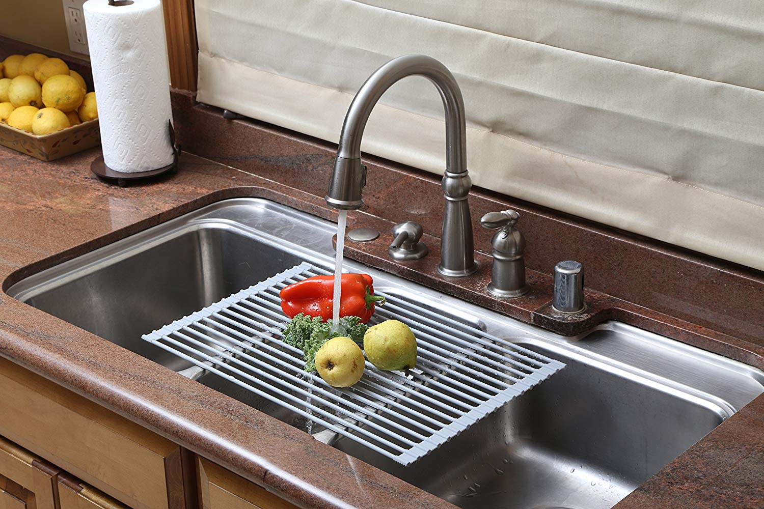 Over the Sink Roll-Up Drying and Rinsing Rack