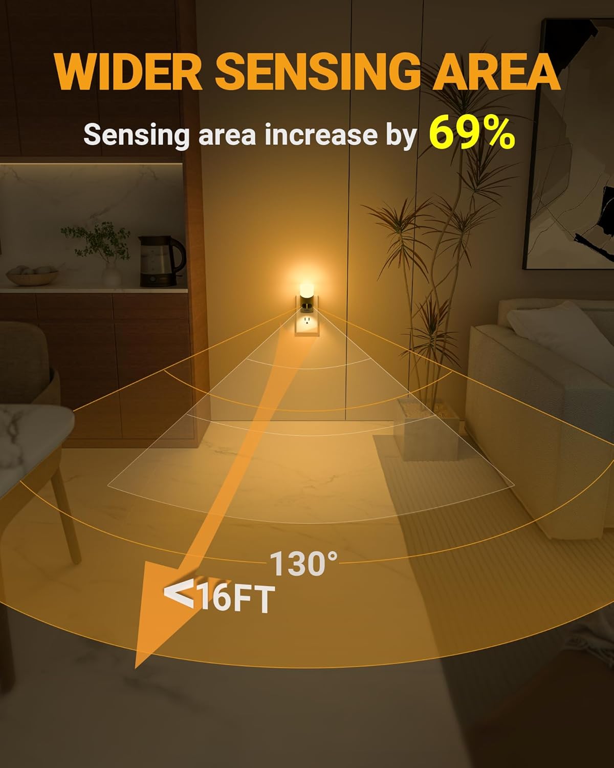 Lyridz LED Motion Sensor Night Light 2-Pack – Dimmable Plug-In Smart Light