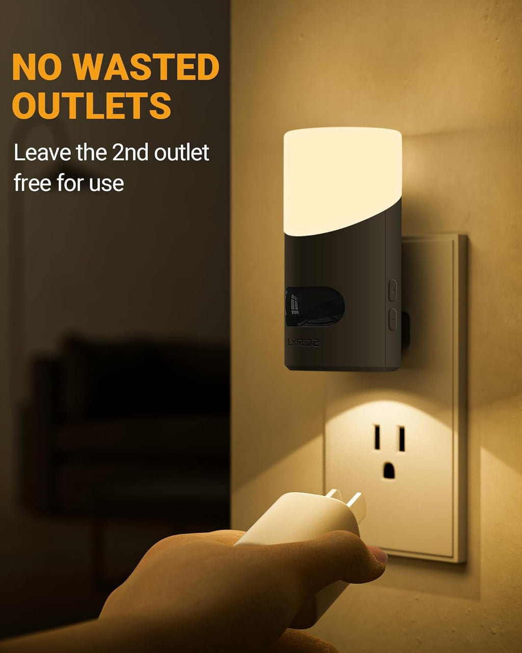 Lyridz LED Motion Sensor Night Light 2-Pack – Dimmable Plug-In Smart Light