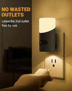 Lyridz LED Motion Sensor Night Light 2-Pack – Dimmable Plug-In Smart Light