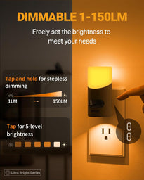 Lyridz LED Motion Sensor Night Light 2-Pack – Dimmable Plug-In Smart Light