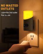Lyridz LED Motion Sensor Night Light 2-Pack – Dimmable Plug-In Smart Light
