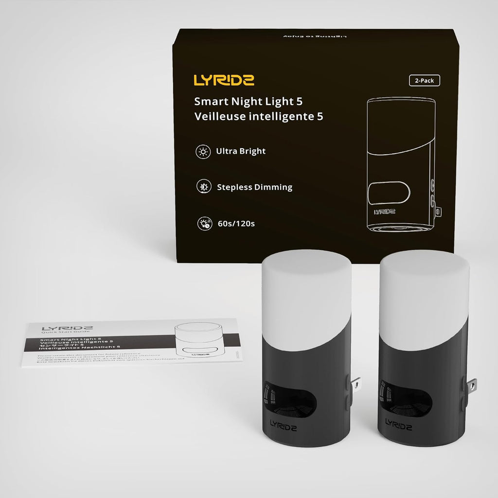 Lyridz LED Motion Sensor Night Light 2-Pack – Dimmable Plug-In Smart Light