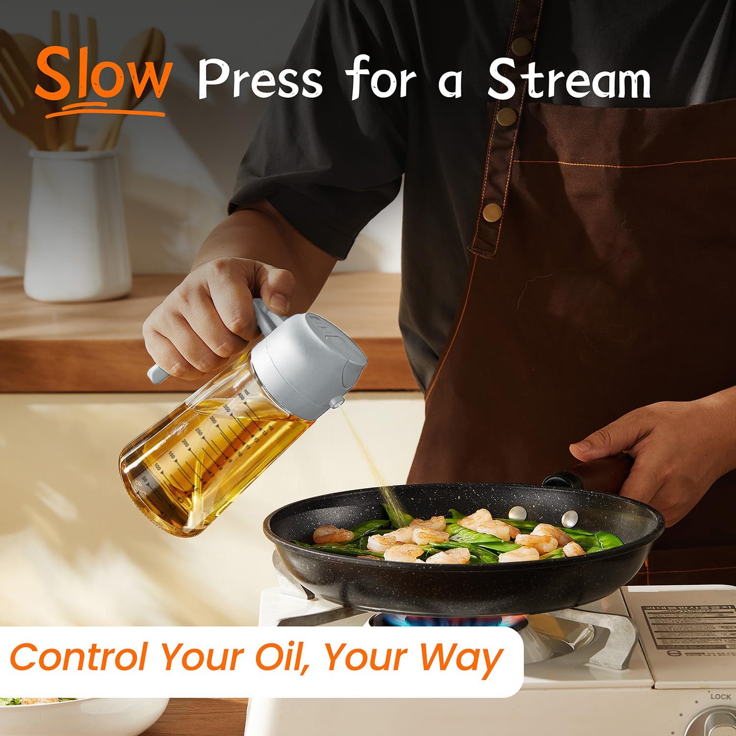 TrendPlain 2-in-1 Glass Olive Oil Sprayer & Dispenser – 470ml BPA