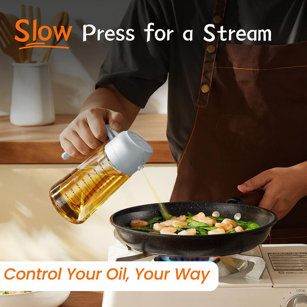 TrendPlain 2-in-1 Glass Olive Oil Sprayer & Dispenser – 470ml BPA