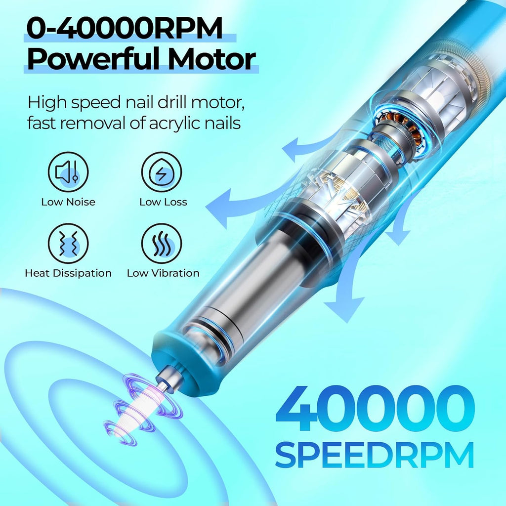 40,000RPM Electric Nail Drill – LCD Display Nail File Kit