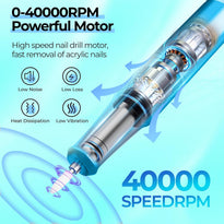 40,000RPM Electric Nail Drill – LCD Display Nail File Kit