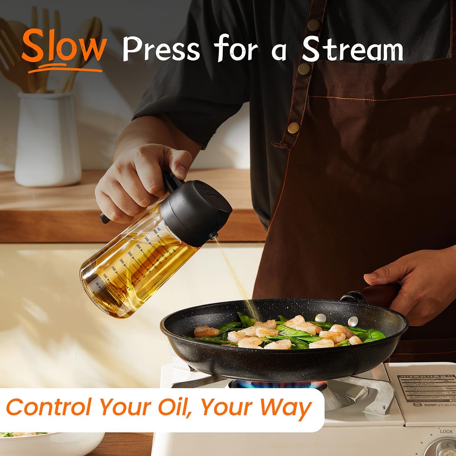 TrendPlain 2-in-1 Glass Olive Oil Sprayer & Dispenser – 470ml BPA