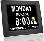 8” Digital Day Clock for Seniors – Large Display Alarm Calendar Clock