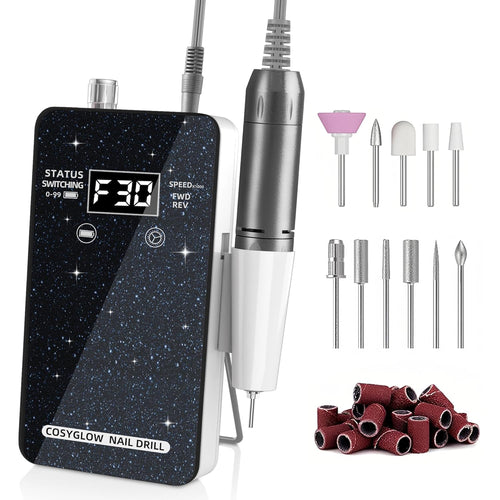 30,000RPM Cordless Nail Drill Kit – Glitter Rechargeable E-File