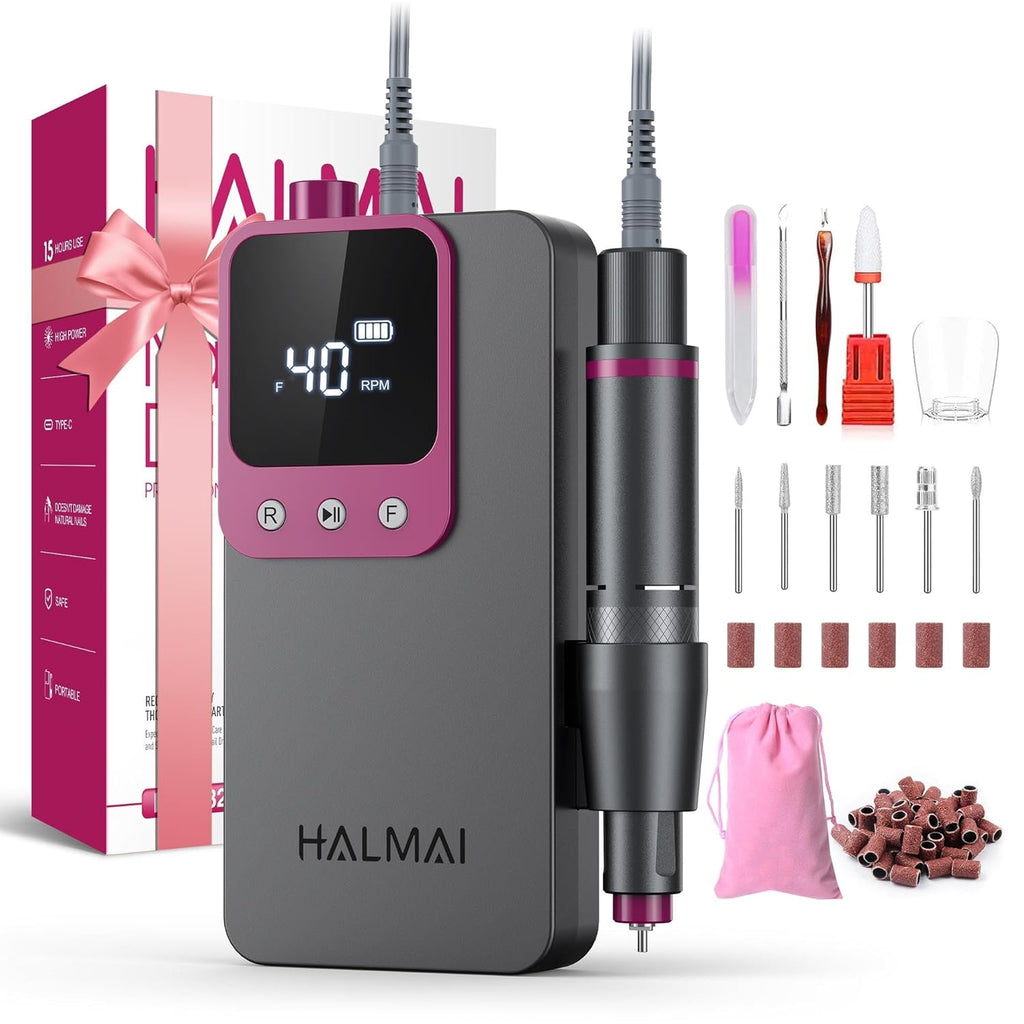 40,000RPM Cordless Electric Nail Drill Kit – Rechargeable & Portable
