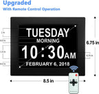 8” Digital Day Clock for Seniors – Large Display Alarm Calendar Clock