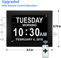 8” Digital Day Clock for Seniors – Large Display Alarm Calendar Clock