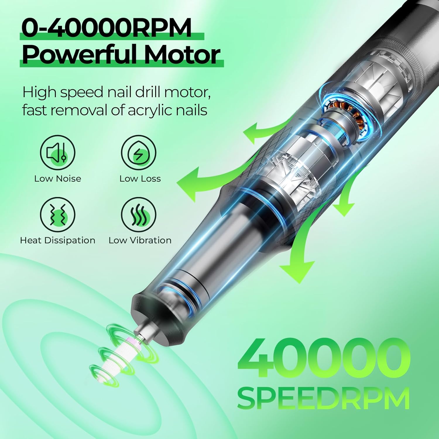 40,000RPM Electric Nail Drill – LCD Display Nail File Kit