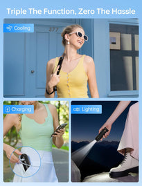 3-in-1 Mini Portable Fan – Rechargeable Fan + Power Bank + Flashlight