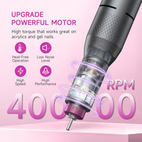 40,000RPM Cordless Electric Nail Drill Kit – Rechargeable & Portable