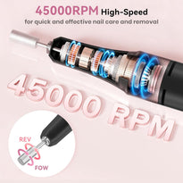 45,000RPM Electric Nail Drill Kit – Rechargeable & Portable