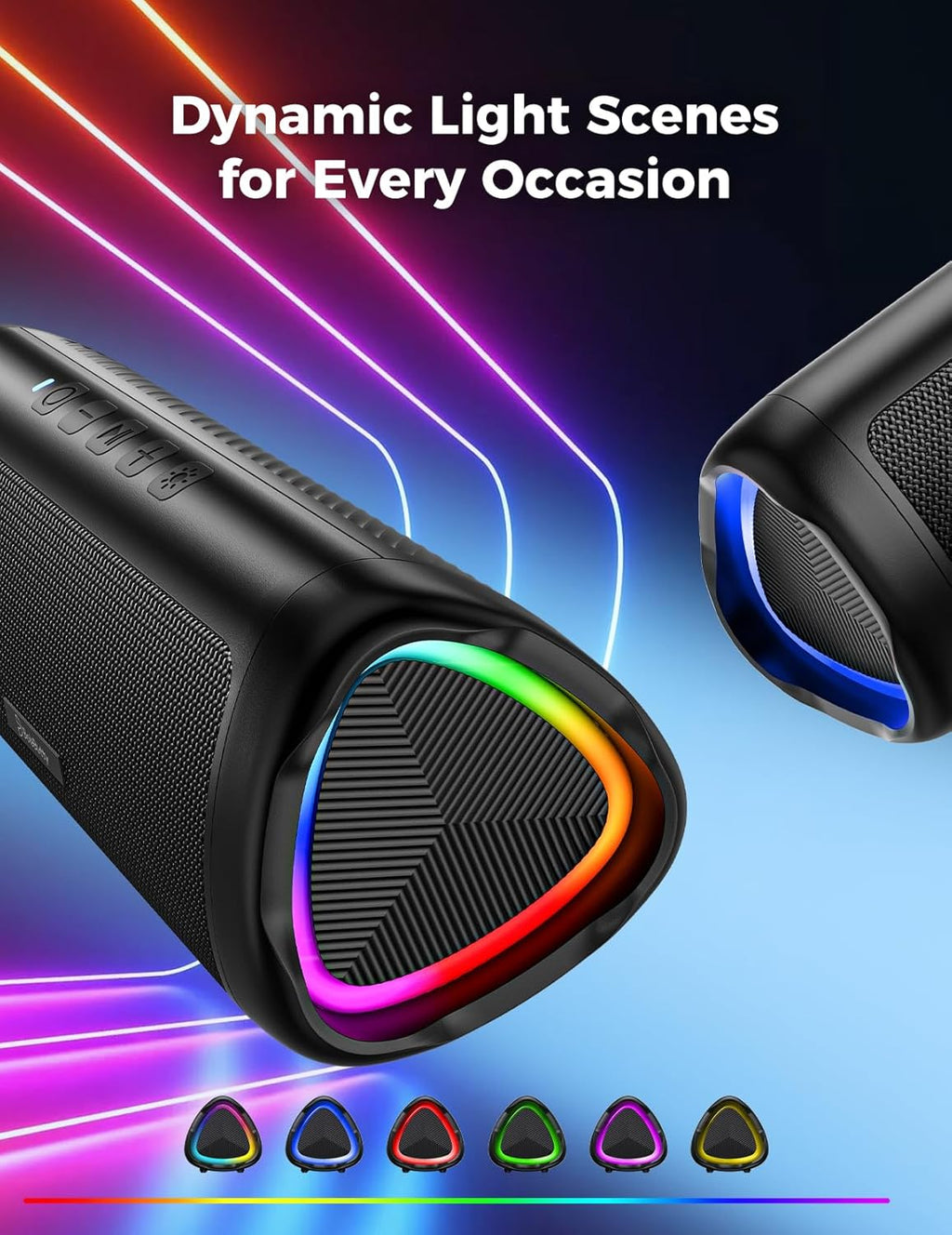 BolaButty Portable Bluetooth Speaker – HD Sound, 20H Playtime, IPX5 Waterproof, RGB Lights (BT 5.3)