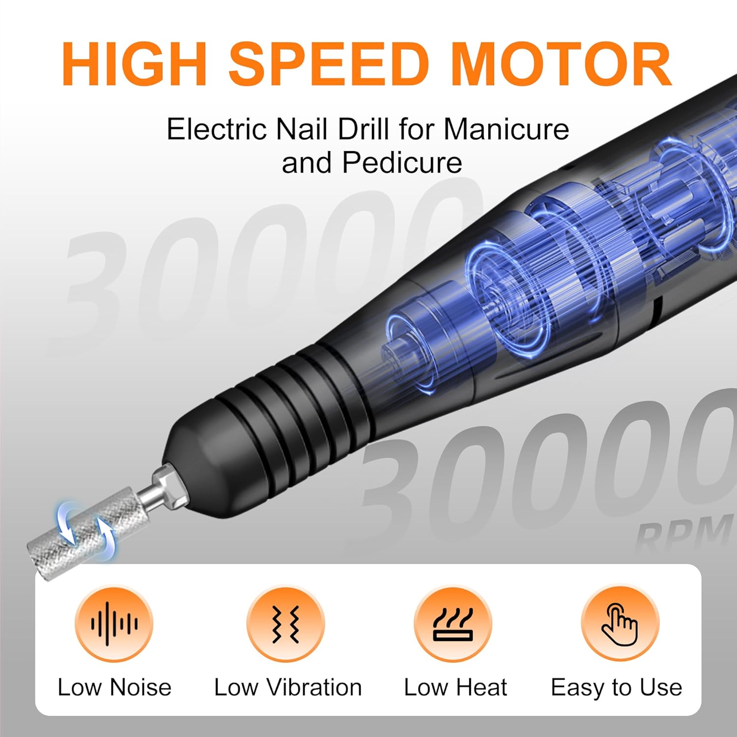 30,000RPM Cordless Nail Drill Kit – Glitter Rechargeable E-File