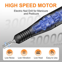30,000RPM Cordless Nail Drill Kit – Glitter Rechargeable E-File
