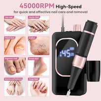 45,000RPM Electric Nail Drill Kit – Rechargeable & Portable