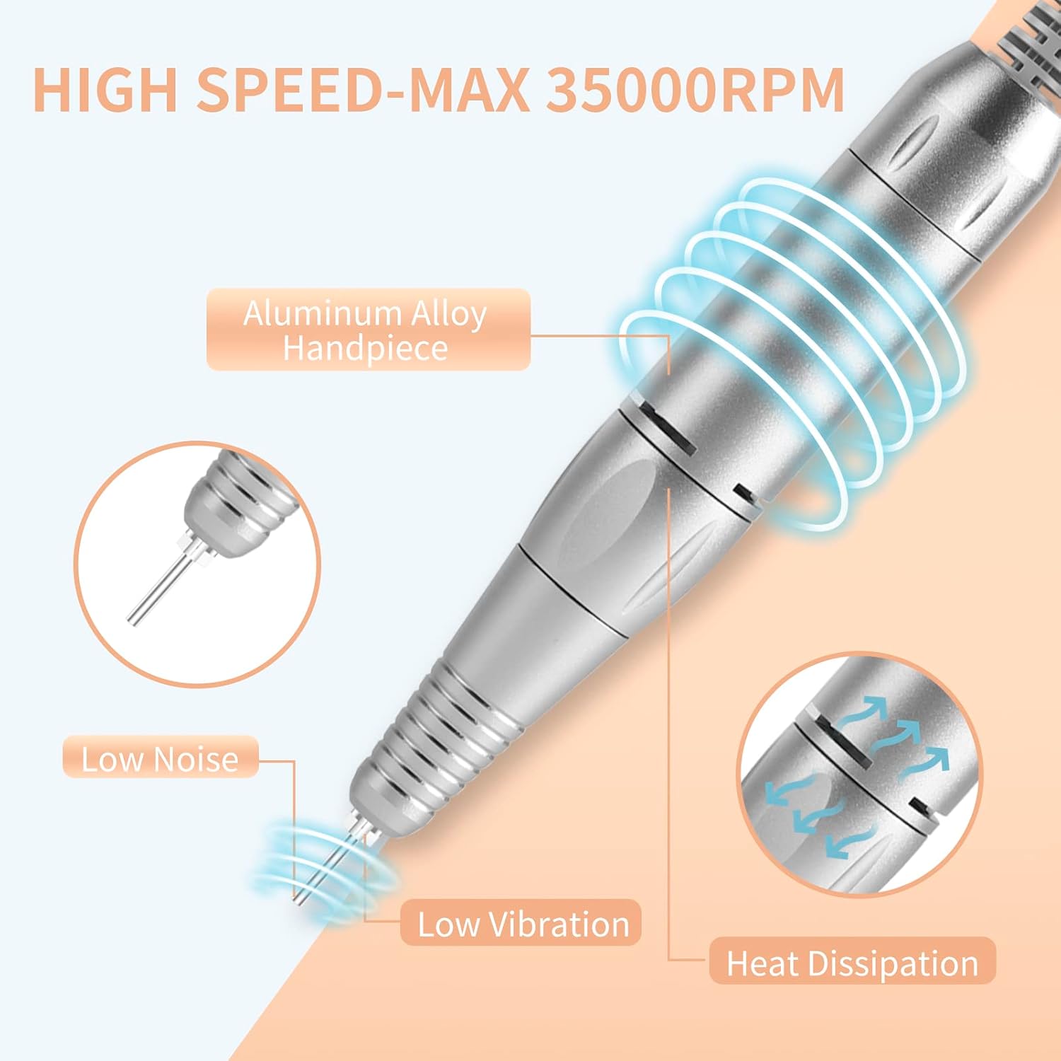 35,000RPM Cordless Nail Drill Kit – Rechargeable & Portable