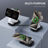 RYND 3-in-1 MagSafe Wireless Charging Station – Foldable Fast Charger for iPhone, Apple Watch & AirPods