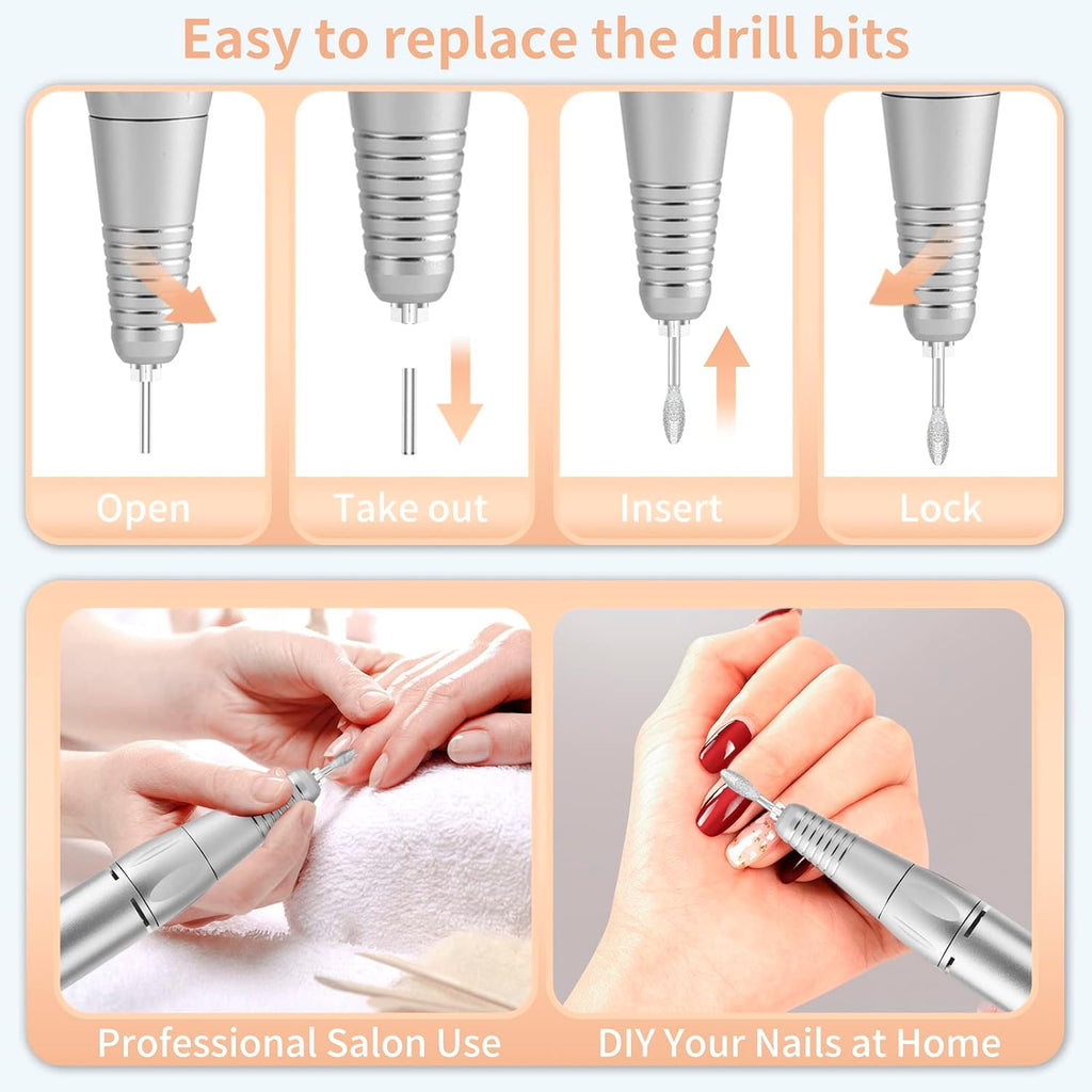 35,000RPM Cordless Nail Drill Kit – Rechargeable & Portable
