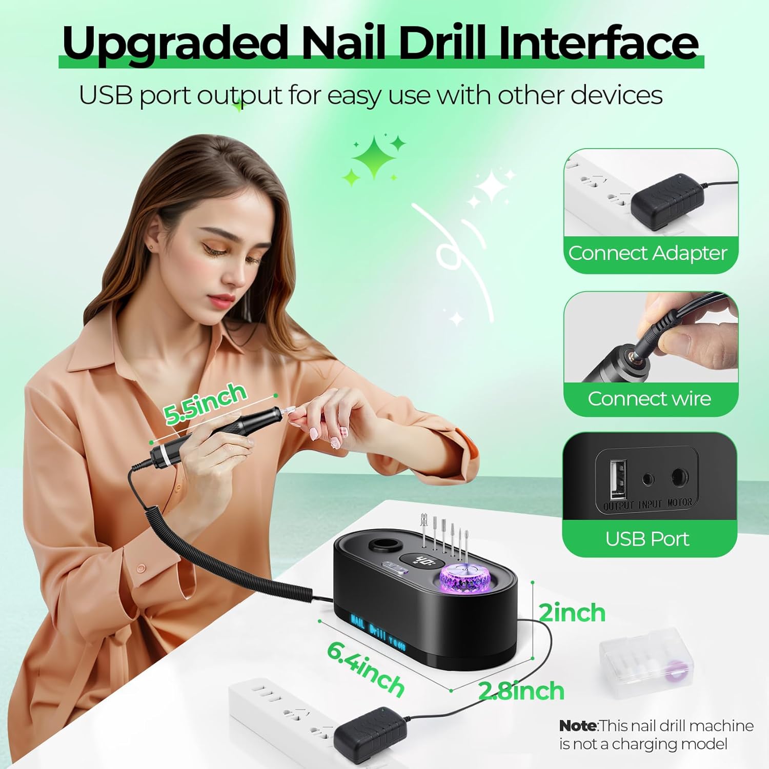 40,000RPM Electric Nail Drill – LCD Display Nail File Kit