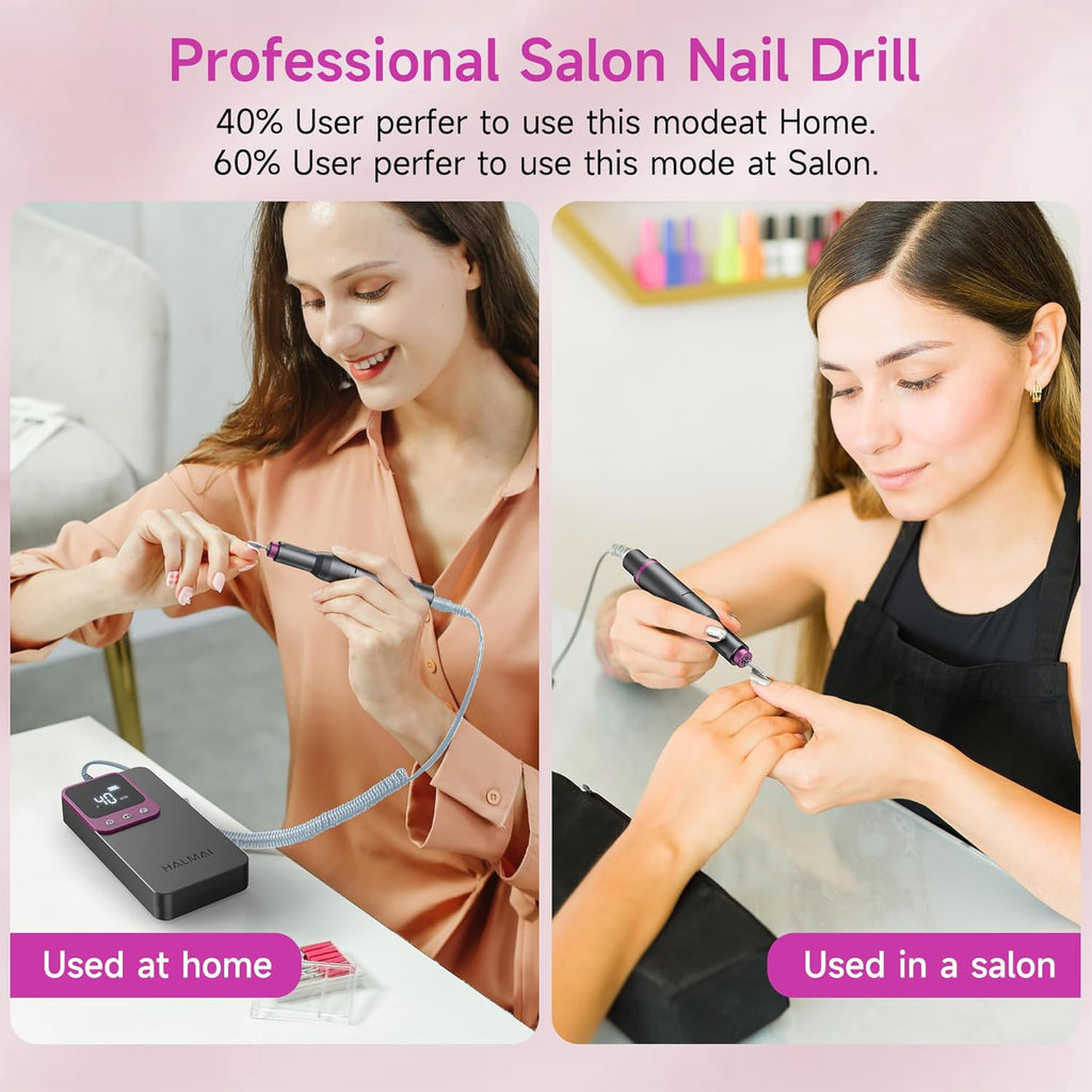 40,000RPM Cordless Electric Nail Drill Kit – Rechargeable & Portable