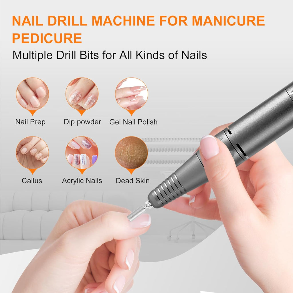 30,000RPM Cordless Nail Drill Kit – Glitter Rechargeable E-File
