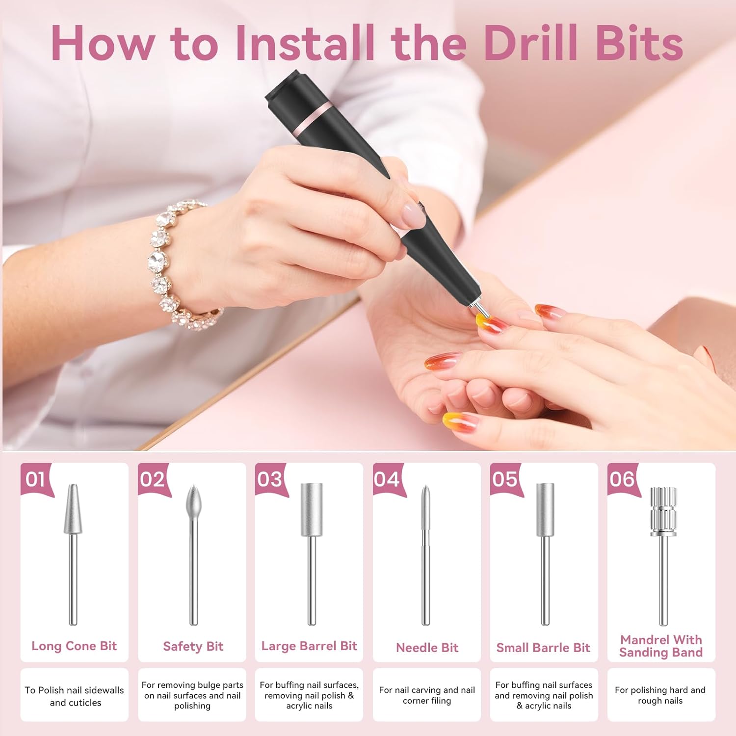 45,000RPM Electric Nail Drill Kit – Rechargeable & Portable