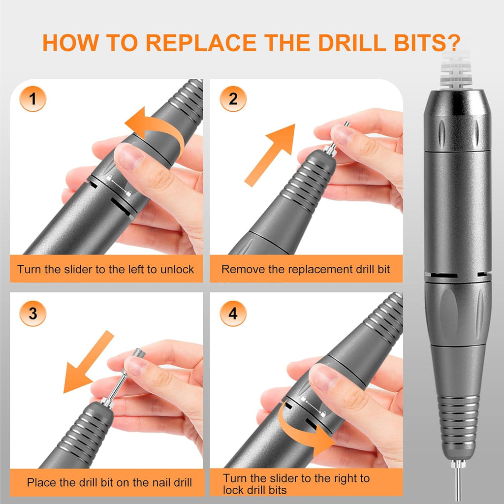 30,000RPM Cordless Nail Drill Kit – Glitter Rechargeable E-File